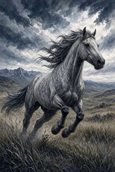 Thoroughbred (Gray) poster, Anime Horses