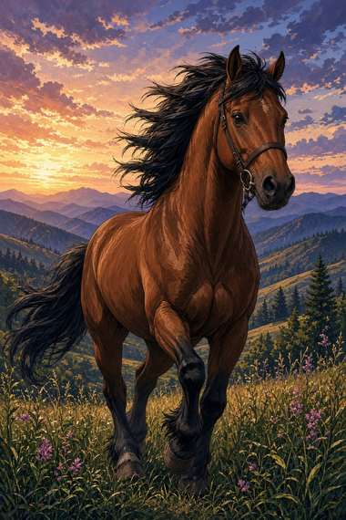 Walking Horse (Chestnut) poster, Anime Horses
