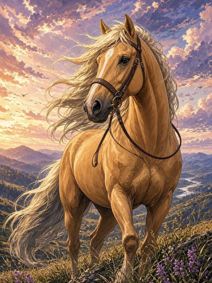 Walking Horse (Palomino) poster, Anime Horses