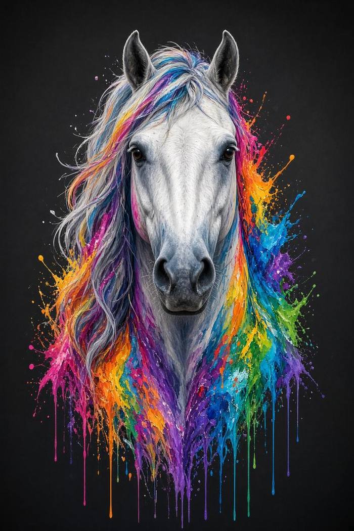 Andalusian (Gray) poster, Painted Horses