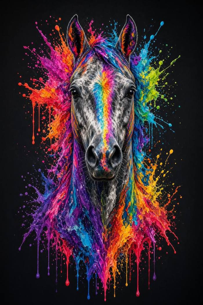 Arabian (Gray) poster, Painted Horses