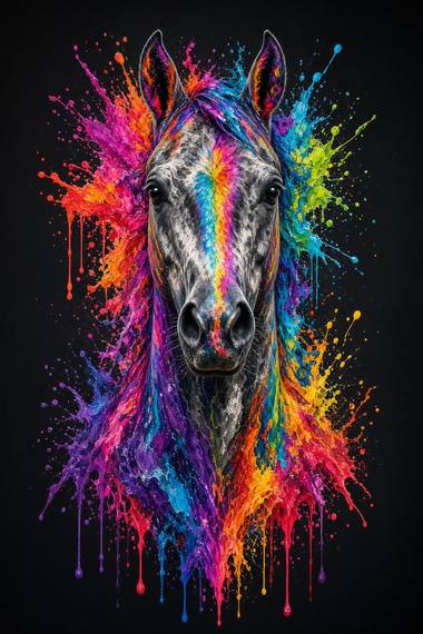 Arabian (Gray) poster, Painted Horses