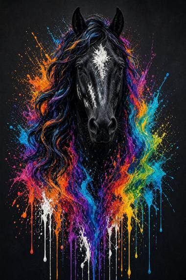 Friesian (Black) poster, Painted Horses