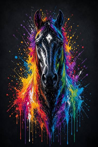 Hanoverian (Black) poster, Painted Horses