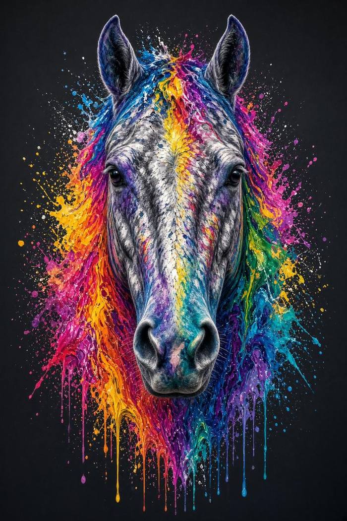 Percheron (Gray) poster, Painted Horses