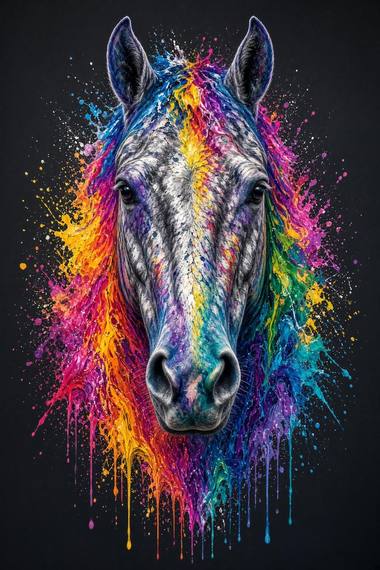 Percheron (Gray) poster, Painted Horses