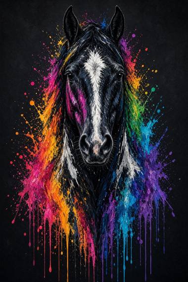 Walking Horse (Black) poster, Painted Horses