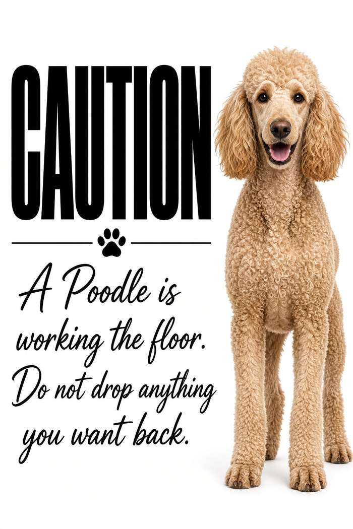 Poodle poster, Kitchen Dogs